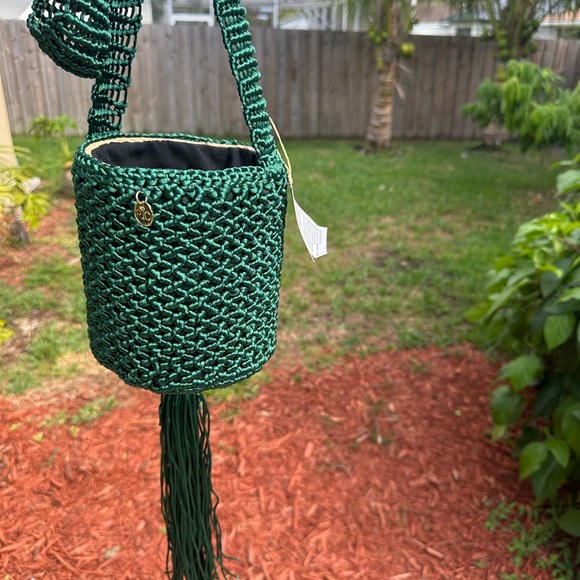 Green Woven Bucket Bag
